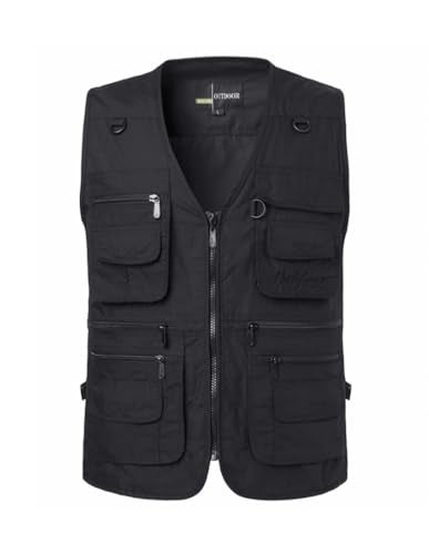 PASOK Men's Work Fishing Vests Lightweight Safari Travel Hunting Waistcoat With Multi-Pockets Black 3XL - Image 5