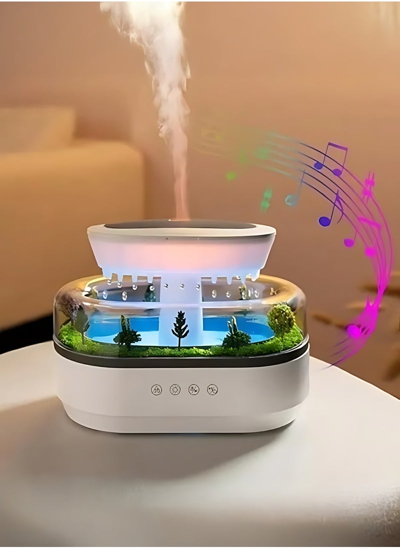 Generic Raindrop Aroma Diffuser 250ml Capacity Rain Cloud Humidifier Romantic Changeable Warm Decor Night Light Rain Aromatherapy Air Fresher Diffusers for Home, Office, Bedroom (White)  - Image 1