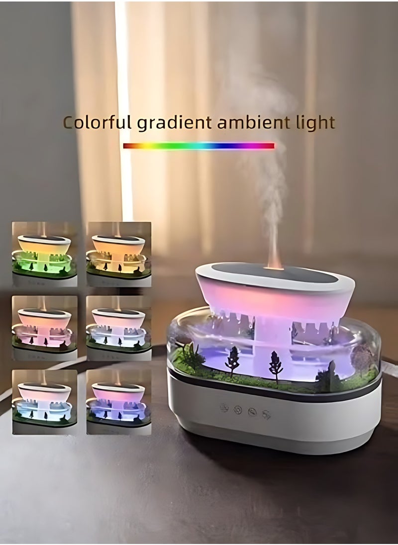 Generic Raindrop Aroma Diffuser 250ml Capacity Rain Cloud Humidifier Romantic Changeable Warm Decor Night Light Rain Aromatherapy Air Fresher Diffusers for Home, Office, Bedroom (White)  - Image 2