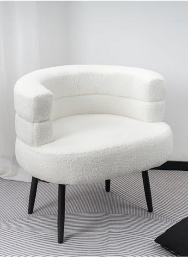 HXDream Elegantly designed bouclé fabric chair Fabric Dressing Chair – Stylish Vanity Seat for Bedroom & Boudoir White  - Image 1