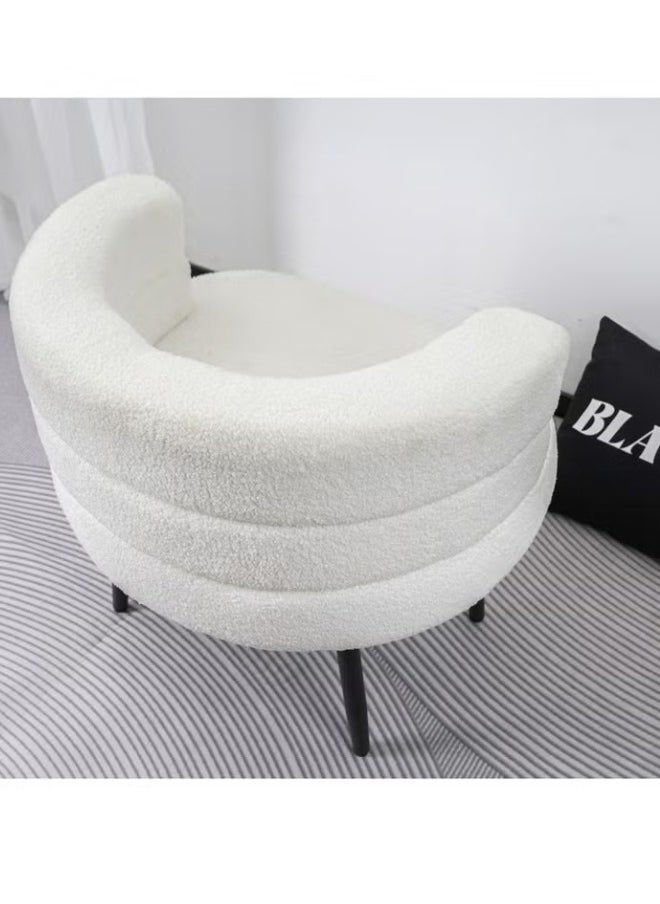 HXDream Elegantly designed bouclé fabric chair Fabric Dressing Chair – Stylish Vanity Seat for Bedroom & Boudoir White  - Image 3