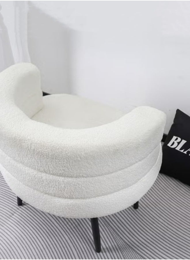 HXDream Elegantly designed bouclé fabric chair Fabric Dressing Chair – Stylish Vanity Seat for Bedroom & Boudoir White  - Image 2