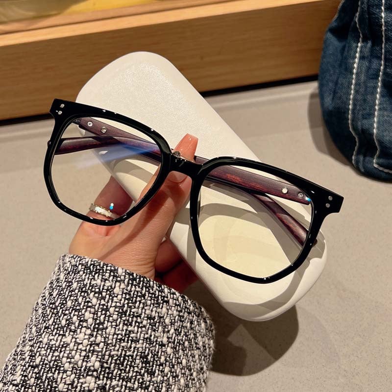 TR90 Anti-Blue Light Square Frames Retro Bright black frame