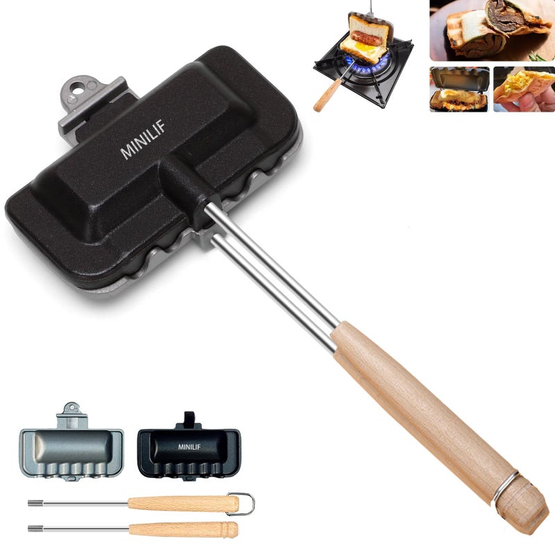 MINILIF Portable Hot Sandwich Maker Ideal for Home Outdoor Use Sandwich Hobo Pie Maker Breakfast Skillet Flip Pan