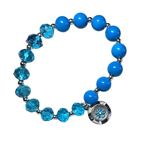 Linpeng Turquoise Birthstone Bracelet, Glass Beaded Charm Bracelets For Women, Aqua Birthday Christmas Jewelry Gift, March, 1 pc - Image 1