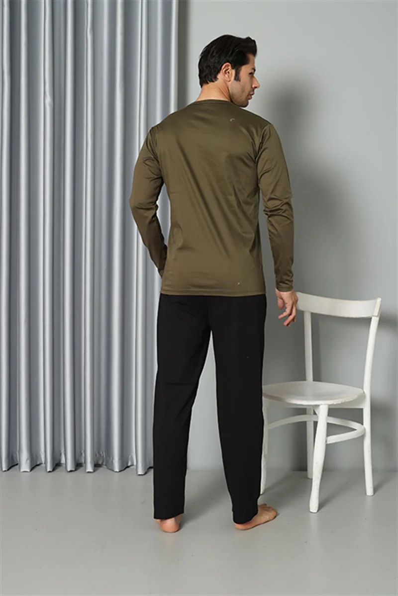 Akbeniz Men's Long Sleeve Combed Cotton Pajama Set 6844