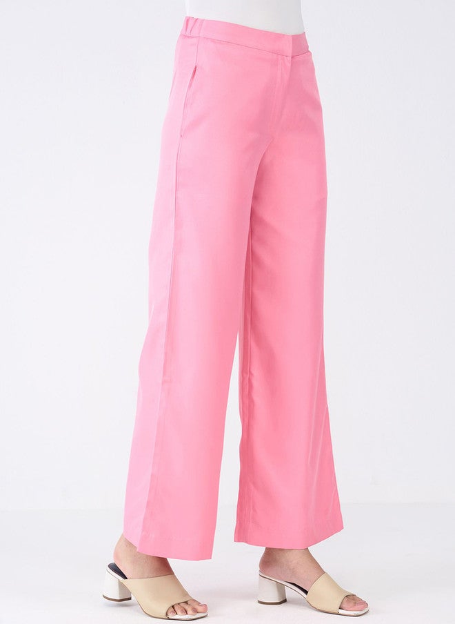 SALT ATTIRE Women Regular Fit Pink Smart Trousers - Image 2