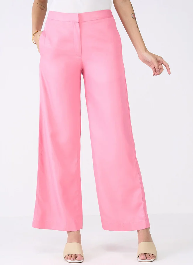 Salt Attire SALT ATTIRE Women Regular Fit Pink Smart Trousers