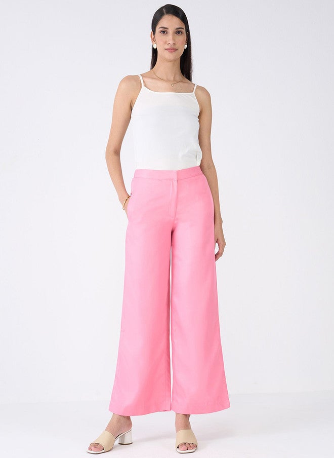 SALT ATTIRE Women Regular Fit Pink Smart Trousers - Image 4