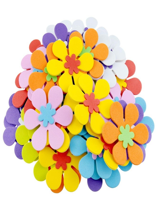 FINBe Foam Flower Stickers 6cm New Flowers with Adhesive EVA Wall Stickers Foam handicrafts for Kindergarten School Classroom and Stage Environment Decoration 80pcs - Image 1