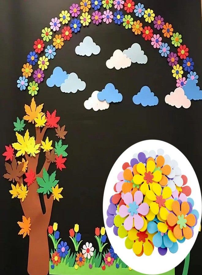 FINBe Foam Flower Stickers 6cm New Flowers with Adhesive EVA Wall Stickers Foam handicrafts for Kindergarten School Classroom and Stage Environment Decoration 80pcs - Image 5