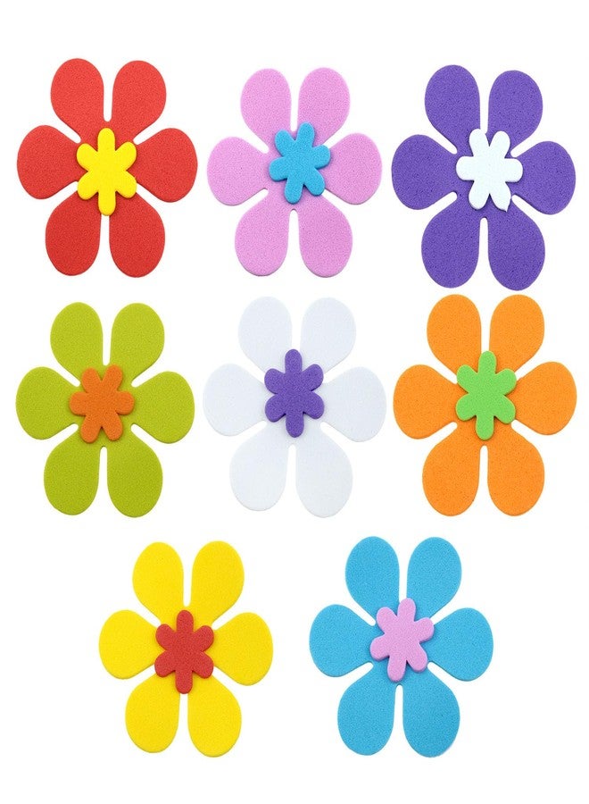 FINBe Foam Flower Stickers 6cm New Flowers with Adhesive EVA Wall Stickers Foam handicrafts for Kindergarten School Classroom and Stage Environment Decoration 80pcs - Image 2