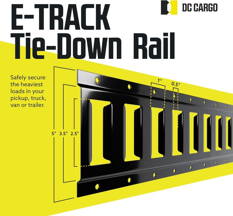 DC Cargo Mall DC Cargo E Track Tie Down Rail Kit 2' (6 Pack) - Powder-Coat Black for Secure Cargo - Image 3