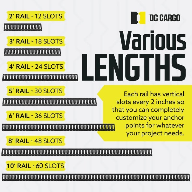 DC Cargo Mall DC Cargo E Track Tie Down Rail Kit 2' (6 Pack) - Powder-Coat Black for Secure Cargo - Image 5