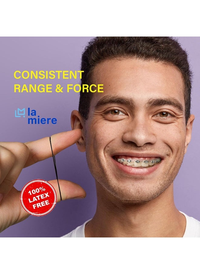 LA MIERE أربطة مطاطية أسود غير لاتكس 100P للأقواس السنية أربطة مطاطية داخل الفم (متوسطة، 5 أونصات، 3/16" (4.8 مم)) - Image 2