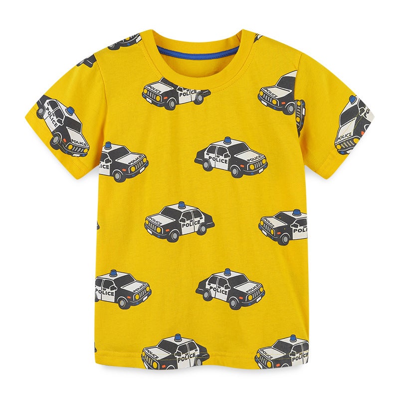 Cartoon Printed Short-Sleeved T-Shirt Style Boys T-Shirt Knitted Cotton Crewneck Base Shirt Supply - Image 2