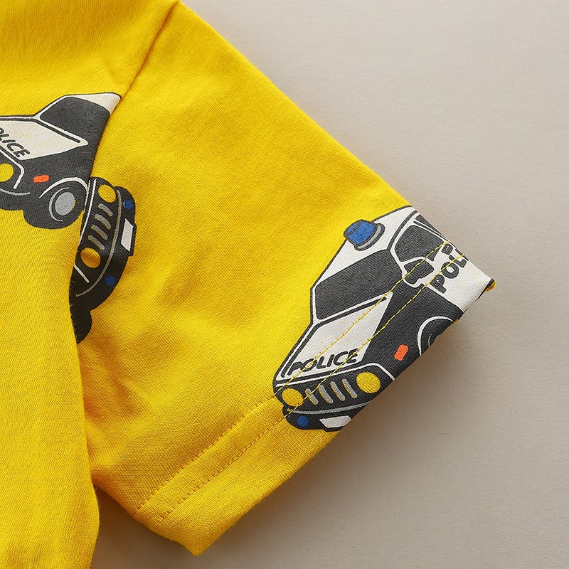 Cartoon Printed Short-Sleeved T-Shirt Style Boys T-Shirt Knitted Cotton Crewneck Base Shirt Supply - Image 5