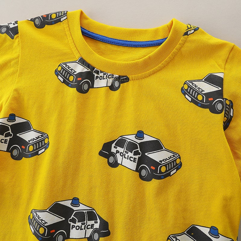 Cartoon Printed Short-Sleeved T-Shirt Style Boys T-Shirt Knitted Cotton Crewneck Base Shirt Supply - Image 4