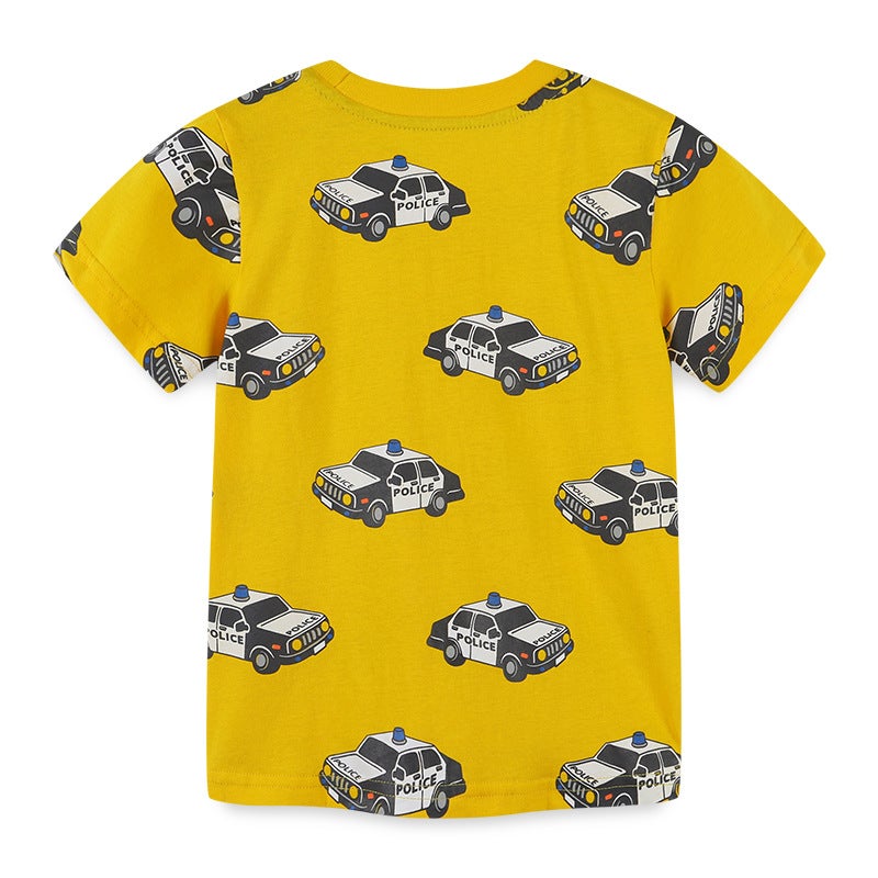Cartoon Printed Short-Sleeved T-Shirt Style Boys T-Shirt Knitted Cotton Crewneck Base Shirt Supply - Image 3