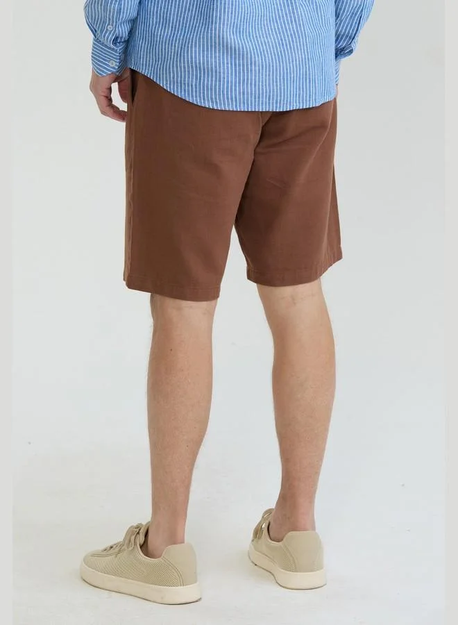 FELIX HARDY Brown Men's Linen Cotton Casual Summer Shorts for Men | Best Price UAE