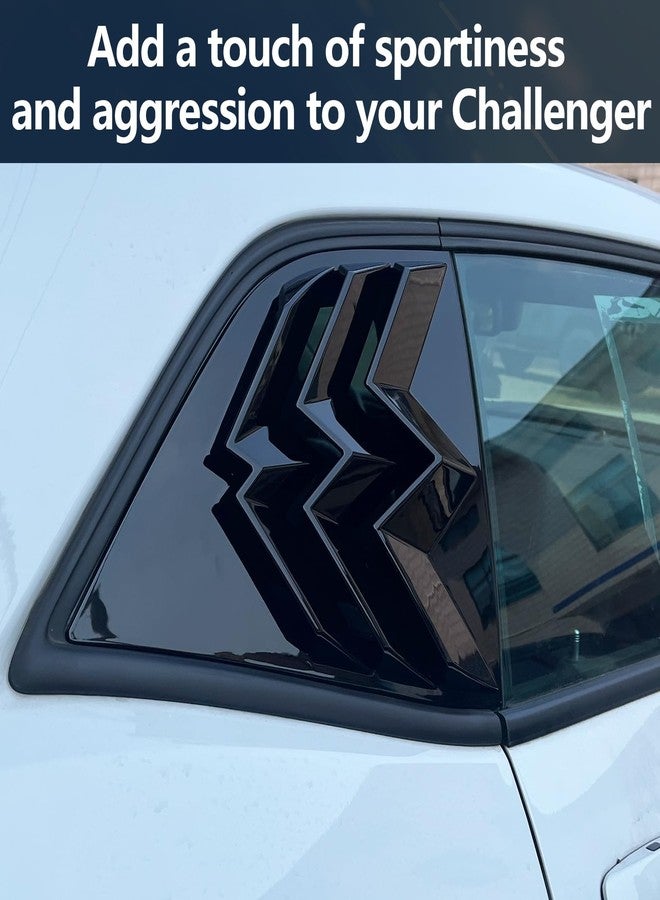 WildWell Rear Side Window Louvers for Dodge Challenger Louvers 2008-2024 ABS Sun Shade Vent Cover Glossy Black - Image 3
