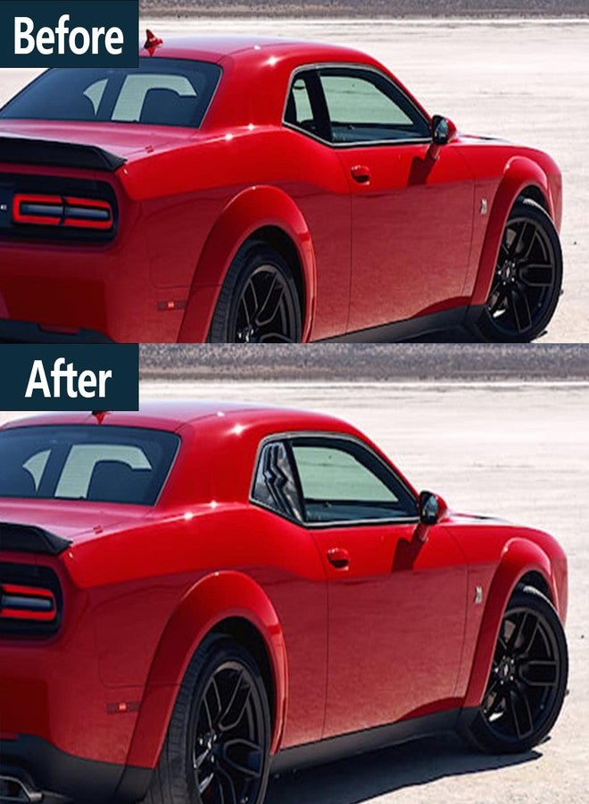 WildWell Rear Side Window Louvers for Dodge Challenger Louvers 2008-2024 ABS Sun Shade Vent Cover Glossy Black - Image 4