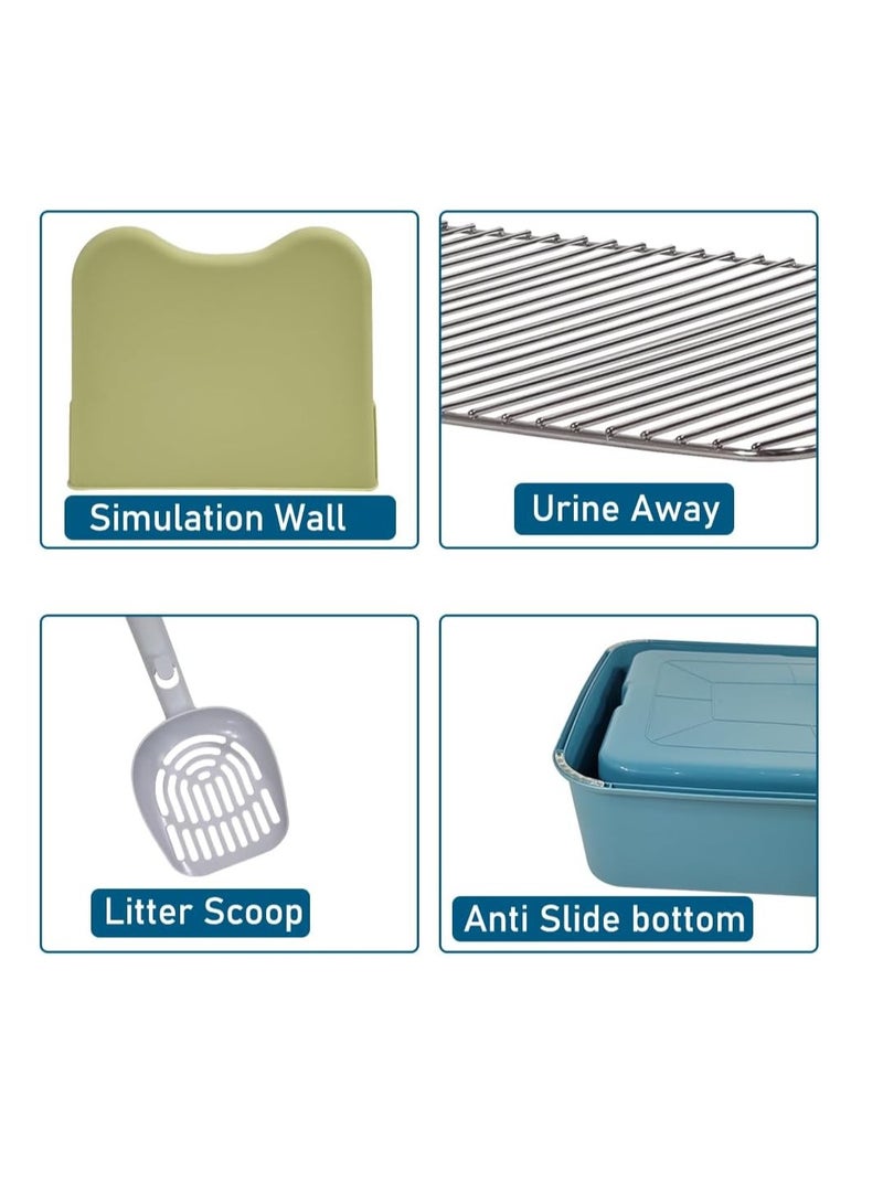 NNC PETS Dog toilet training with Pee post, Cleaning shovel, and Non-slip base, 52 cm Dog potty training tray for small to medium dogs, Removable stainless steel grid, Keep paws and floor clean (Blue) - Image 5