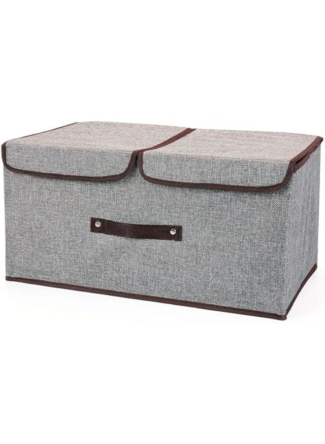 Spaceshoop Double Cover Linen Fabric Storage Bins,Foldable Storage Container,Foldable Storage Container,Large Capacity Clothes Organizer small size 36 * 25 * 16  - Image 1