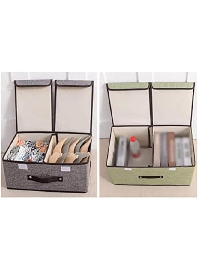 Spaceshoop Double Cover Linen Fabric Storage Bins,Foldable Storage Container,Foldable Storage Container,Large Capacity Clothes Organizer small size 36 * 25 * 16  - Image 2