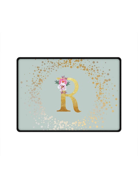 Designer Gaming Mouse Pad Anti-Skid Mousepad Large Keyboard Mouse Pad Desk Mat Custom Monogram Initial Letter Floral Pattern Alphabet - R(Light Grey)