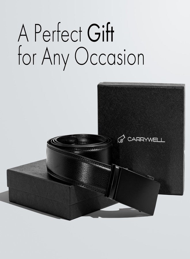 Carrywell (Not Made In China) Men's Leather Ratchet Belt, Adjustable and Customizable Fit, Gift Packaging, Casual Men's Dress Belt For Jeans, Suits (Raven Black, 32 to 38) - Image 5