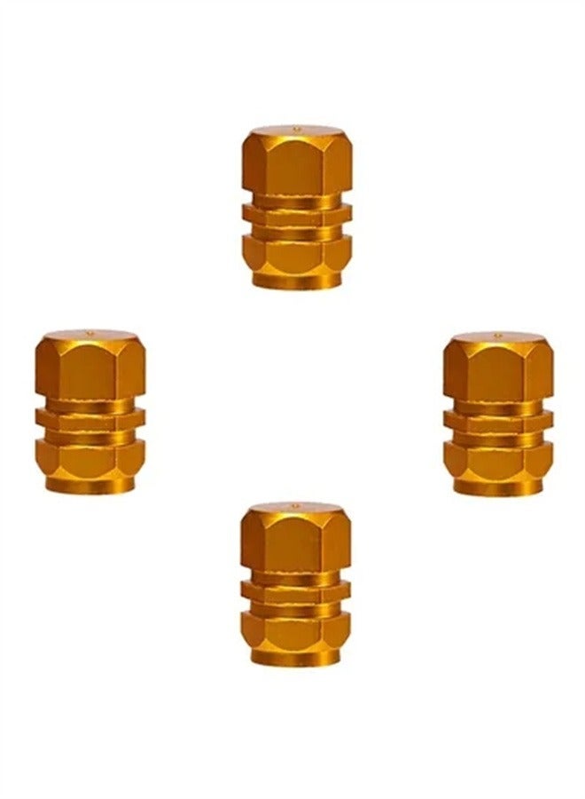 Goolsky 4-Piece Tire Stem Wheel Valve Covers Car Dustproof Tire Cap, Hexagon Shape Orange - Image 1