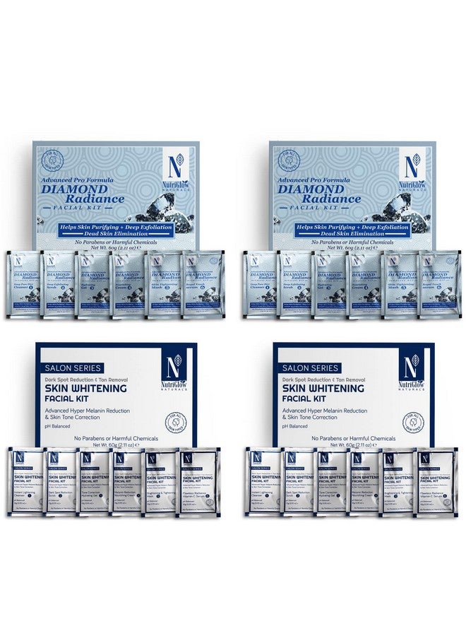 NUTRIGLOW Natural'S Advanced Pro Formula Diamond Radiance Facial Kit & Skin Whitening Facial Kit For Brightens Up Dull Skin Make Skin Acne & Spot Free Skin 10Gmx6 Each Pack Of 4 - Image 1