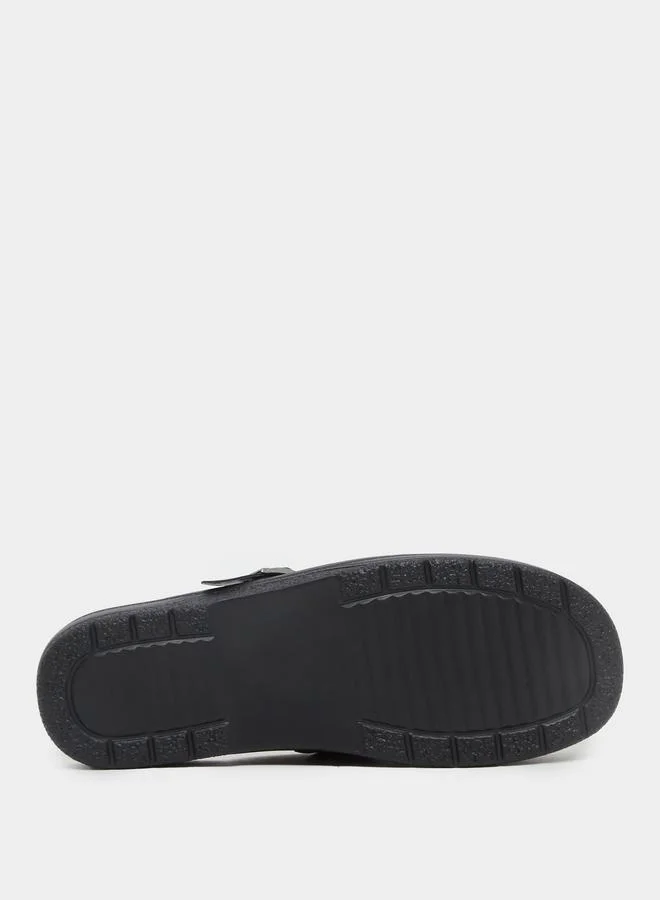 Styli Styli Faux Leather Slip On Clogs with Buckle Detail