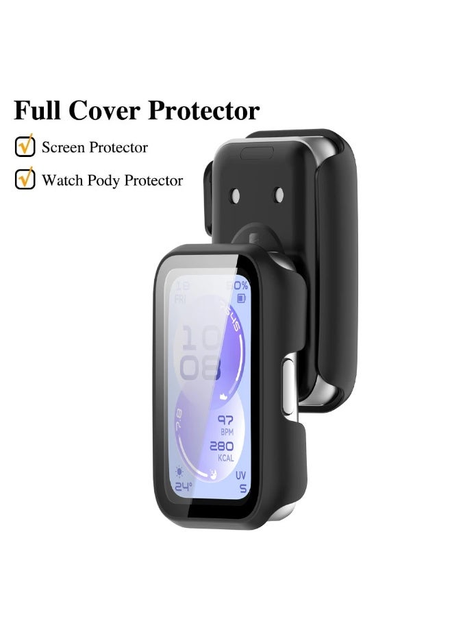 Youque Huawei Band 11 Hard PC Case with Tempered Glass Screen Protector Bubble-Free Slim HD Cover Black for Daily Use and Outdoor Protection - Image 4