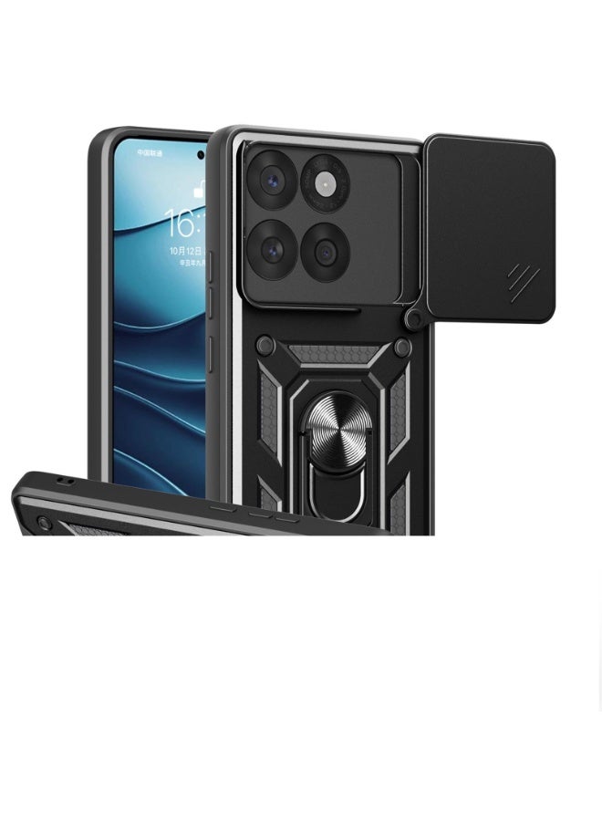 جراب حمايه مقاوم للصدمات وحمايه للكاميرا مزود بدبله معدنيه متوافق مع  Moto Edge 60 Fusion  (اسود)