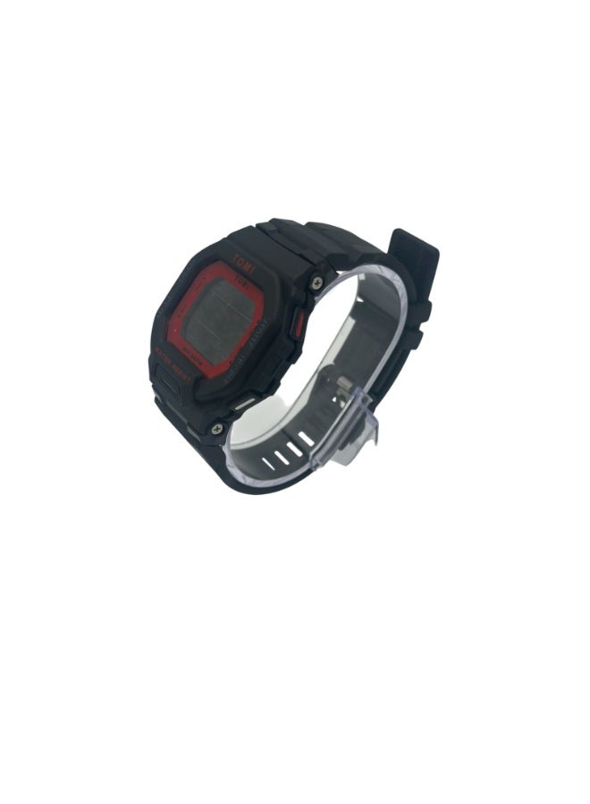TOMI Blaze TM2020 Digital Sports Watch for Men & Women Black Red | LED Display | 3ATM Water Resistant | Alarm | Stopwatch | Silicone Strap - Image 5