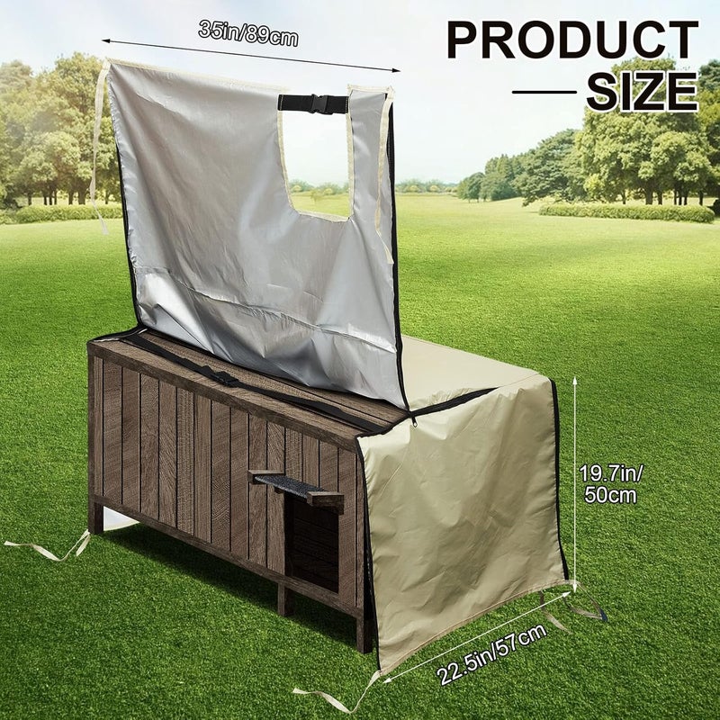 Tudomro Cat House Cover for Outdoor Winter - 35 x 22.5 x 19.7 Inch Dog Crate Cover, Weatherproof and Waterproof Insulated Shelter for Cats, Puppies, and Small Pets - Image 2