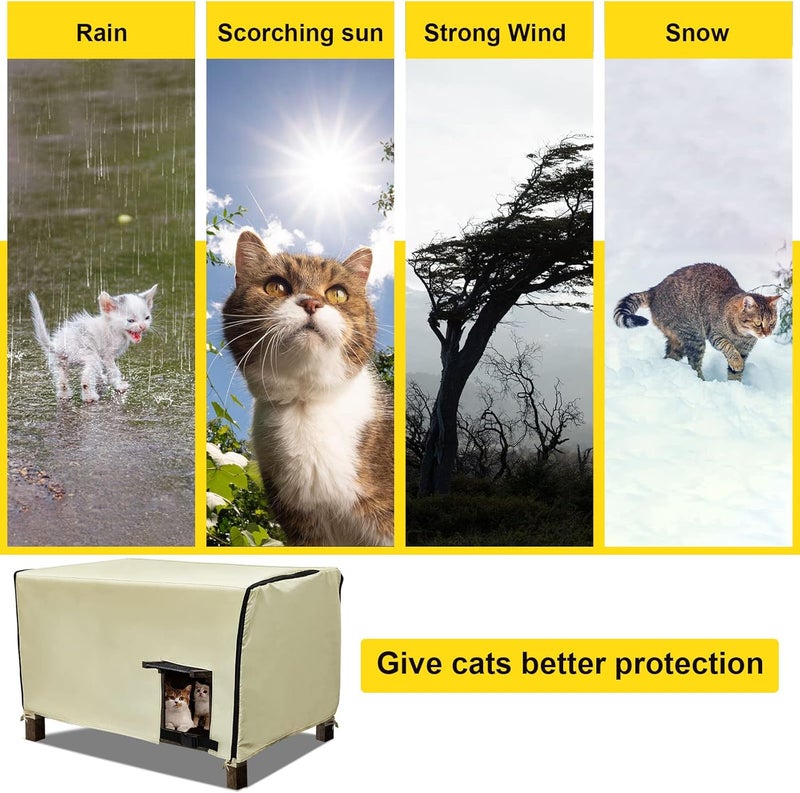Tudomro Cat House Cover for Outdoor Winter - 35 x 22.5 x 19.7 Inch Dog Crate Cover, Weatherproof and Waterproof Insulated Shelter for Cats, Puppies, and Small Pets - Image 4