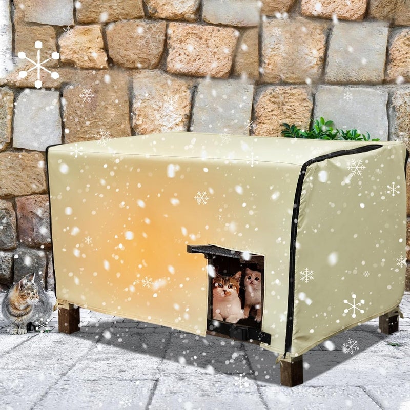 Tudomro Cat House Cover for Outdoor Winter - 35 x 22.5 x 19.7 Inch Dog Crate Cover, Weatherproof and Waterproof Insulated Shelter for Cats, Puppies, and Small Pets - Image 3