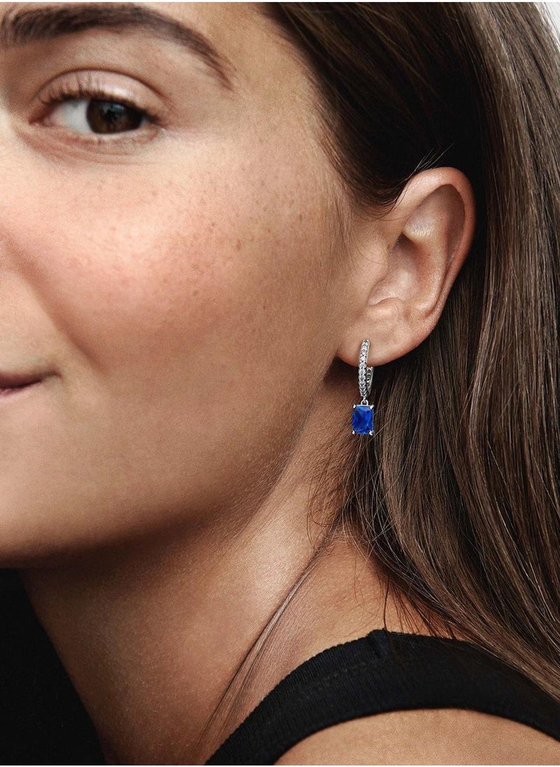 PANDORA Blue Rectangular Sparkling Hoop Earrings - Image 3