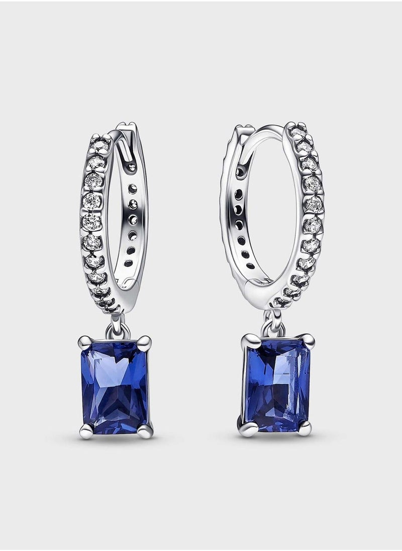 PANDORA Blue Rectangular Sparkling Hoop Earrings  - Image 1
