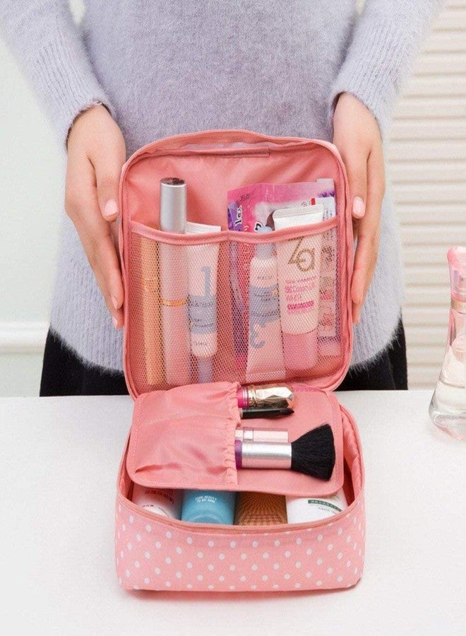 Luxula Cosmetic Organizer Bag Multifunction Portable Makeup Pouch Waterproof Travel Organizer Vanity Jewelry Pouch for Women (Pink - 1PCS) - Image 3