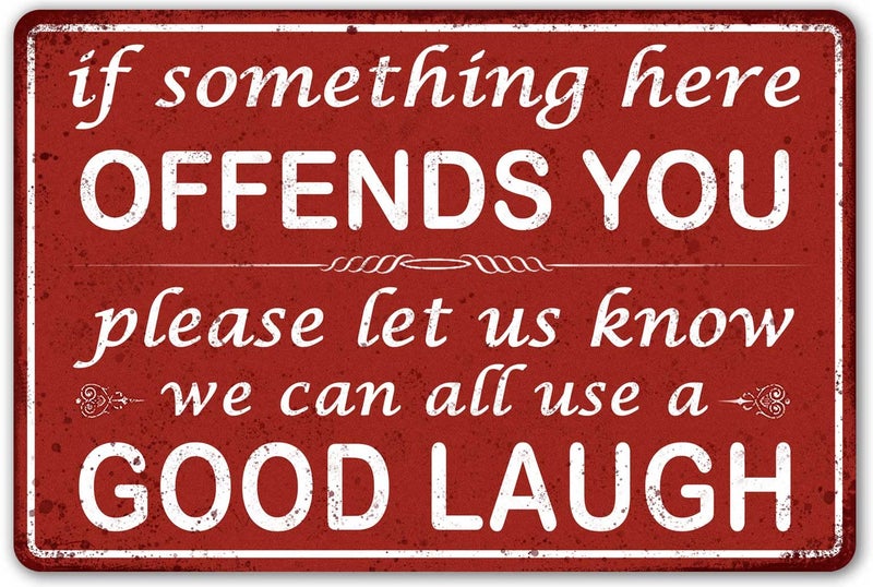 CrazySign Funny Bar Sign Man Cave Vintage Metal Sign If Something Here Offends You Sign For Garage Home Bar Wall Decor 246