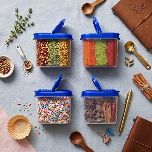 Mahaware Modular Wonder Spice Shaker and Sprinkler Set of 4 (150ml, Blue) – Durable Masala Containers for Kitchen Storage, Versatile Spices Dispenser & Seasoning Organiser - Image 2