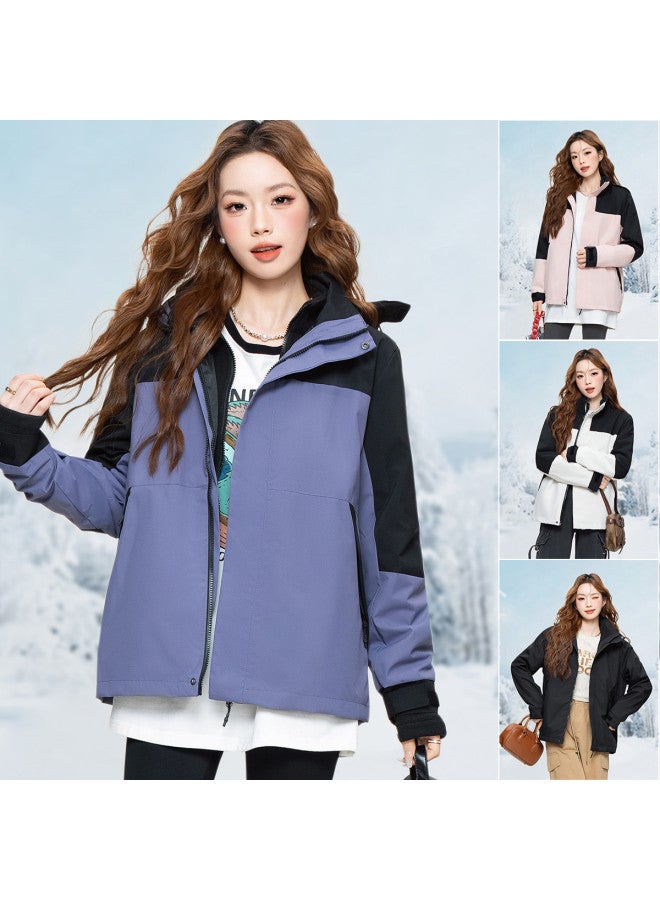 Baleno Outdoor Mountain-style 3-in-1 Winter Jacket With Detachable Fleece Lining, Warm Color-blocked Women's Sports Coat - Image 3