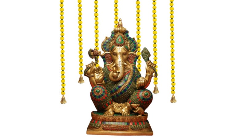 KAAS Artificial Handmade Small jhandu Flower Garland Toran for Door Entrance Home Decoration Hanging Festivals Diwali Ganpati House Warming Pooja onam Office 6 pcs Yellow - Image 5