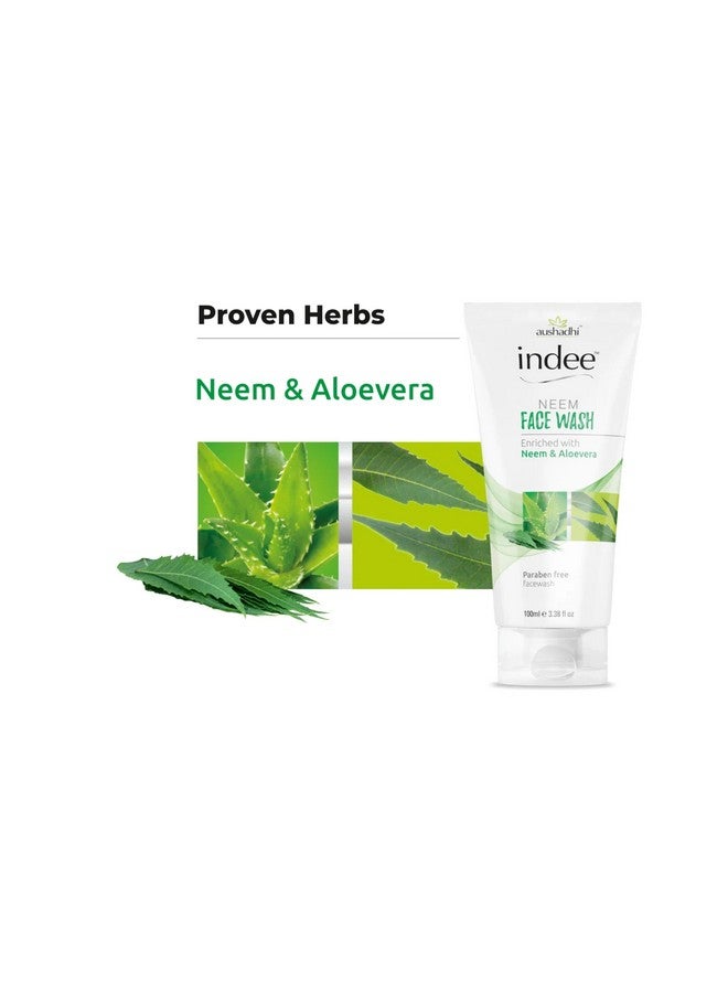 Indee Purifying Neem Face Wash | Antibacterial Neem & Aloe vera | Hydrated, Clear & Healthy Skin | 100% Soap Free | Oily, Dry, Normal, Combination & Sensitive Skin -100ml (Pack of 3) - Image 2
