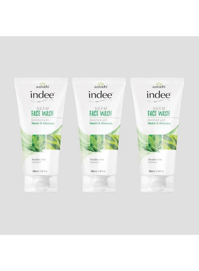 Indee Purifying Neem Face Wash | Antibacterial Neem & Aloe vera | Hydrated, Clear & Healthy Skin | 100% Soap Free | Oily, Dry, Normal, Combination & Sensitive Skin -100ml (Pack of 3) - Image 1