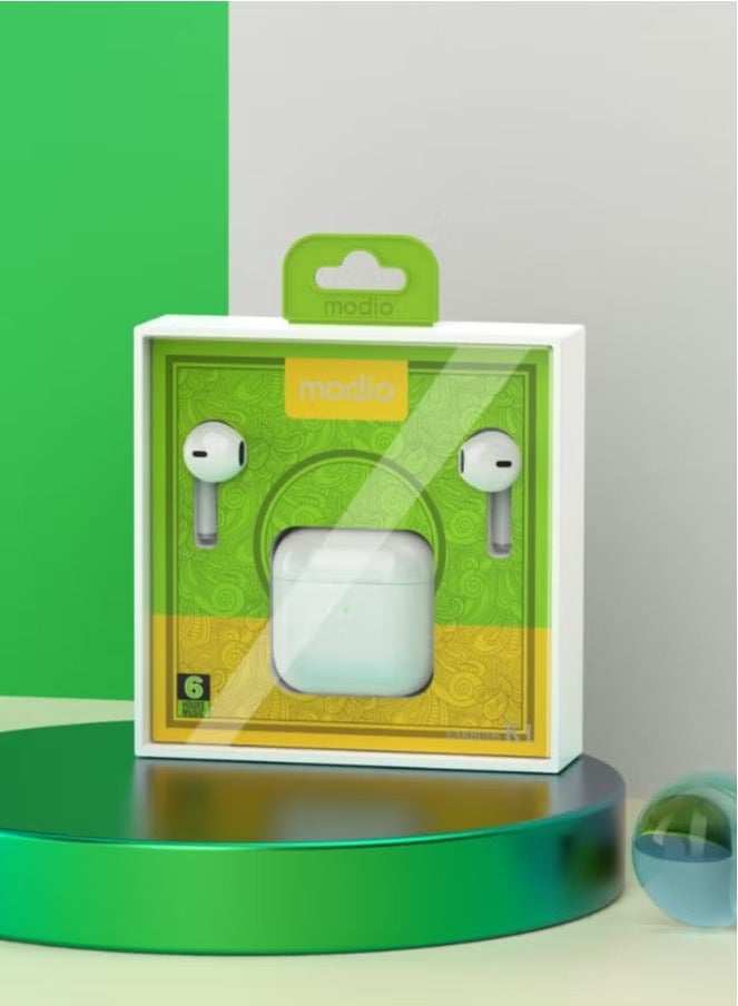 modio True Wireless Earphones with ENC Noise Reduction – Premium Sound, Crystal Clear Calls, and Comfortable Fit (White) - Image 3